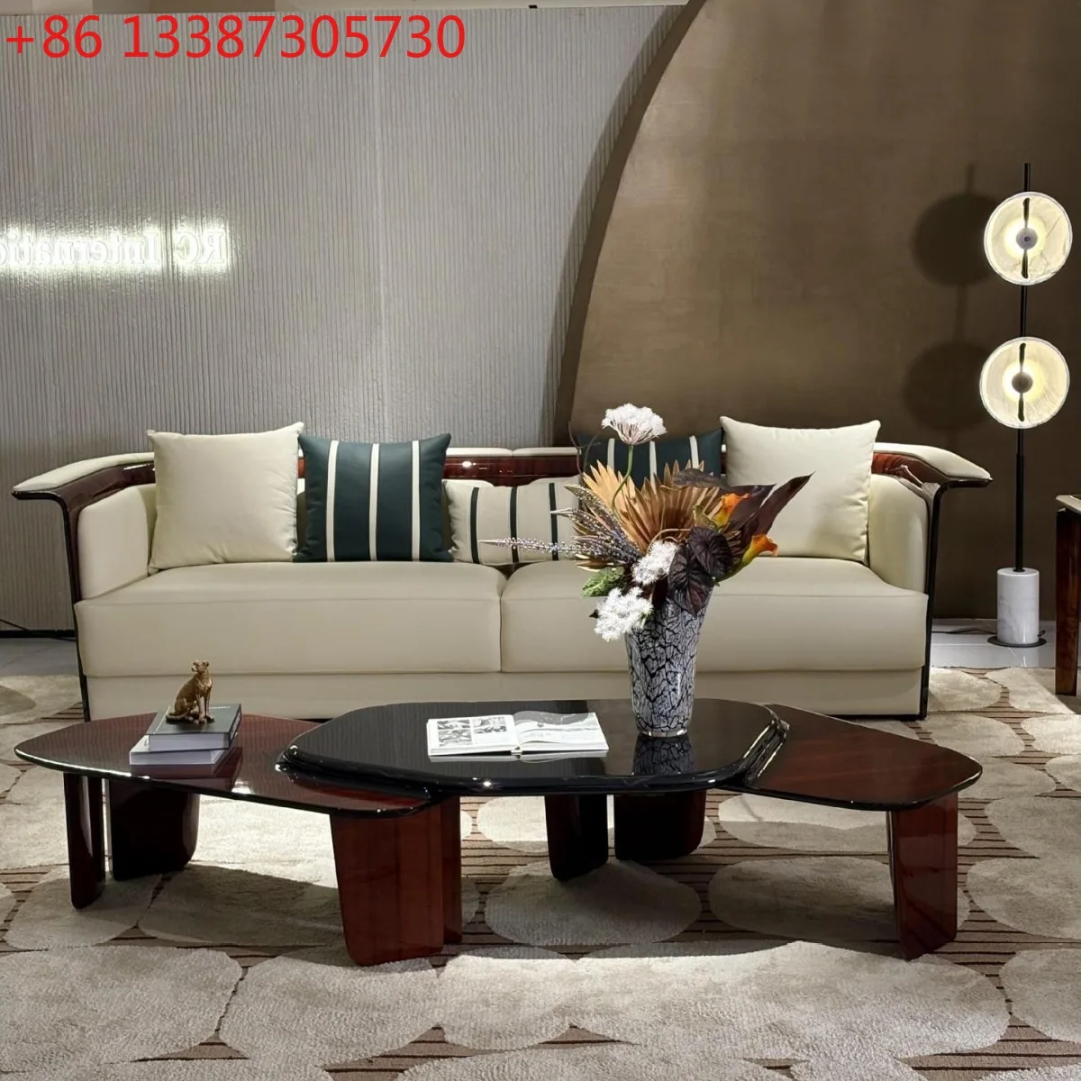 

Итальянский минималистичный кожаный диван, роскошная вилла, деревянный кожаный диван