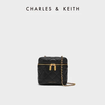 Charles & Keith 가을 여성 가방 CK2-80271114 퀼팅 마름모 집업 숄더 작은 상자 가방 