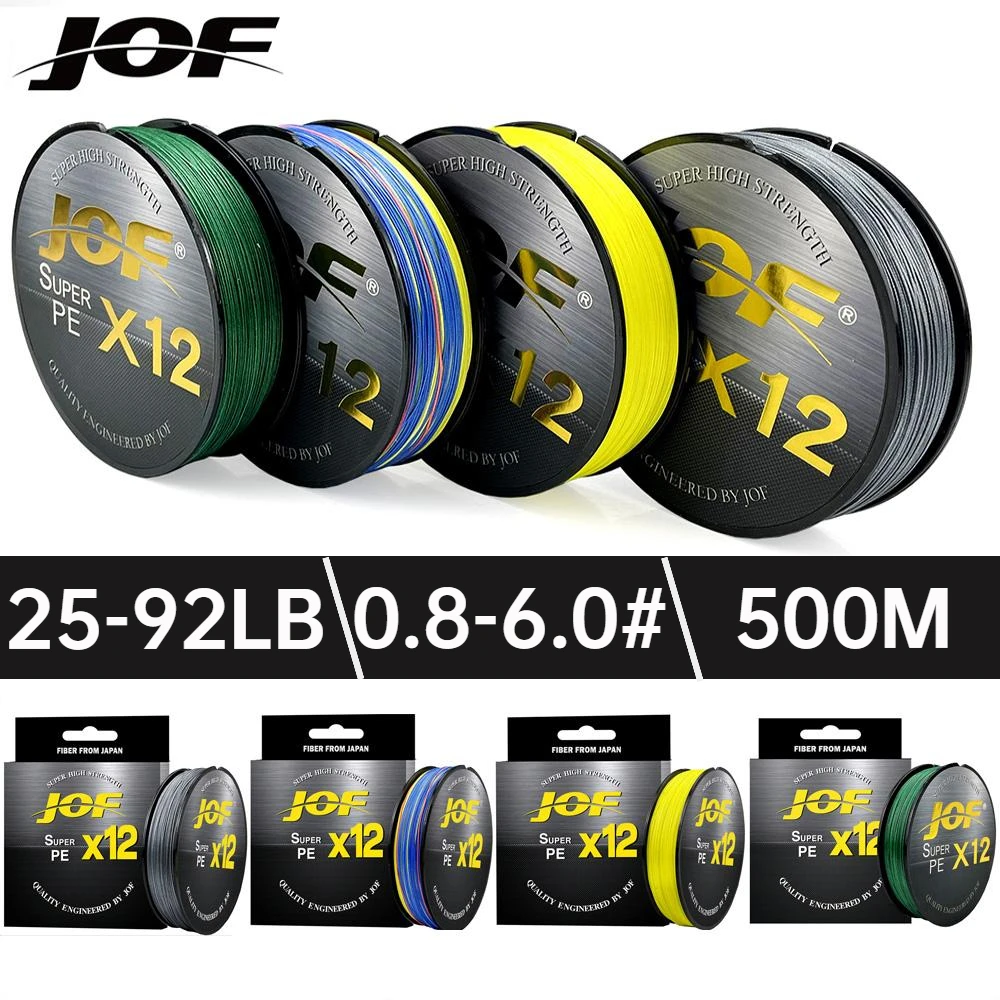 Super Smooth Long Casting PE Fishing Line 500m X12 Strands Braided Multifilament Lure Wire 25lb/30lb/39lb/50lb/65lb/77lb/92lb