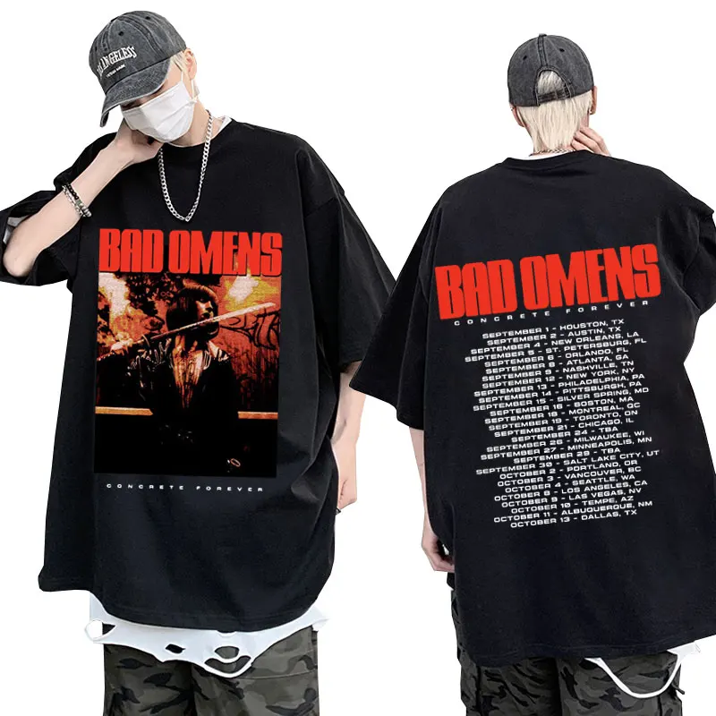 

Rapper America Rock Band Bad Omens Printed T Shirt Mens Stylish Retro Gothic Harajuku T-shirt Women's Casual Oversized Tees Male