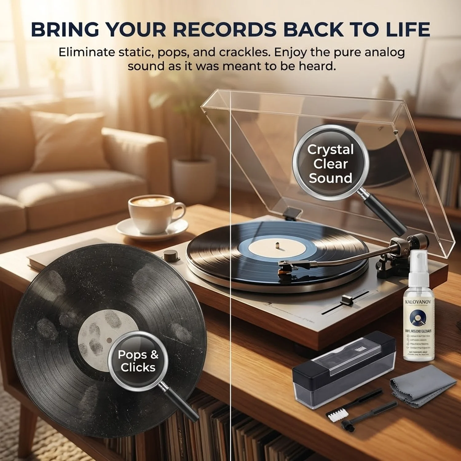 Anti-Static Vinyl Record Cleaner Kit Alcohol-Free Turntable Spray Velvet Brush Stylus Needle Microfiber Cloth For LP Player - view 6