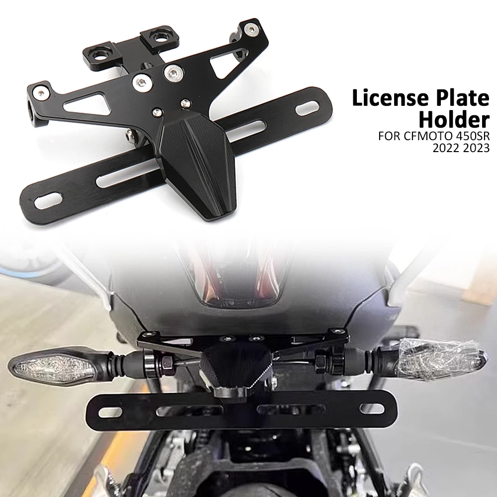 

Motorcycle Accessories Rear License Plate Mount Holder Turn Signal Lights Black For CFMOTO 450SR 450sr 450 SR 2022 2023