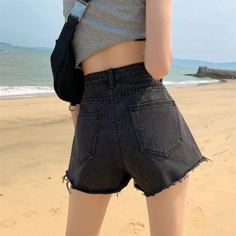 Fashion Wide Leg Pants Women Summer Korean Version of High Waist Slimming Casual Beaded Pants Denim Shorts Vintage Streetwear