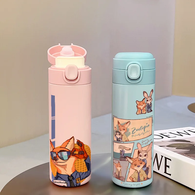 420 مللي ل Zootopia2 كوب ماء الكرتون المحمولة في الهواء الطلق كوب معزول طالب خفيفة الوزن المزدوج شرب ترتد كوب هدية الكريسماس