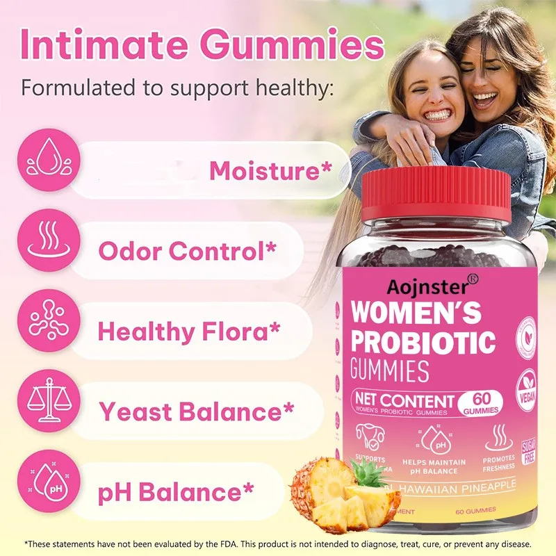 Women's Probiotic Gummies | 60 Count | Feminine Health & pH Balance | Tropical Hawaiian Pineapple Flavor