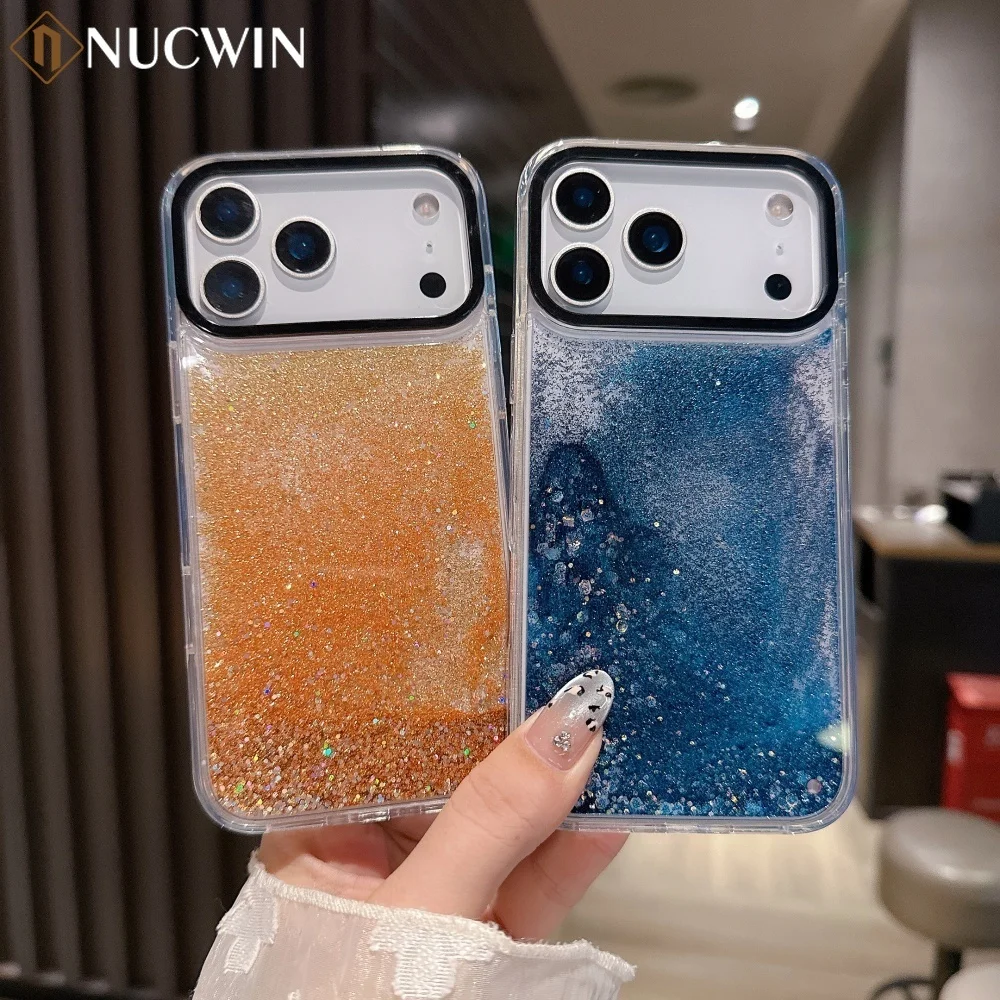 Transparente Treibsand-Handyhülle für iPhone 17 Pro Max 12 13 14 15 16 Pro Max 16 Plus 17 Air Glitter stoßfeste Silikonhülle
