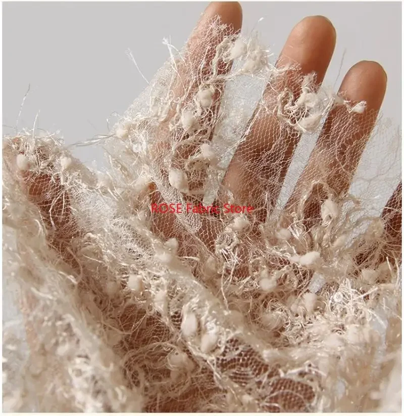 1ヤード-リトルスノーボールシルク-3d中空刺繍生地-ファッションクリエイティブデザイナー生地