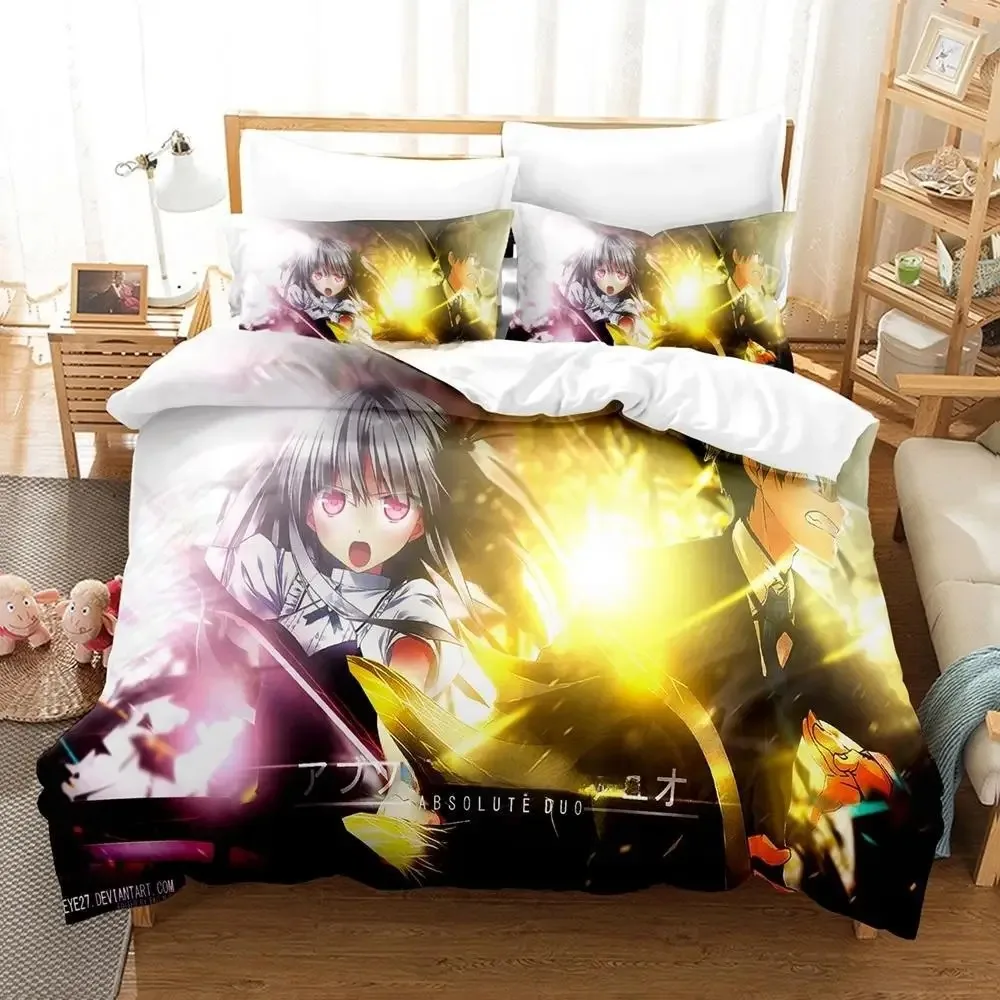 

Kawaii Anime Absolute Duo Bedding Set Duvet Cover Comforter Bed Set Quilt Cover Pillowcase King Queen Twin Size Boys Girl Adult