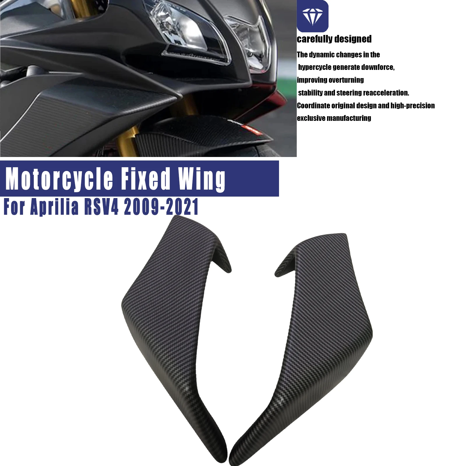 Image of Motorrad-Fixflügel-Zubehör für Aprilia RSV4 2009-2021 Aerodynamik-Flügel-Kit Spoiler Seitenflügel Verkleidung Unterspoiler