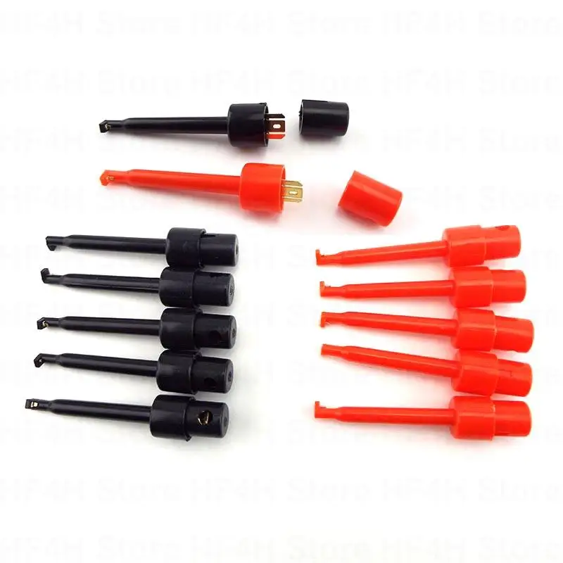 5 red 5 black Mini Single Test Hook Clip Test Probe for Electronic Testing Grabber Round Crocodile Clip Hook Test Clip B4