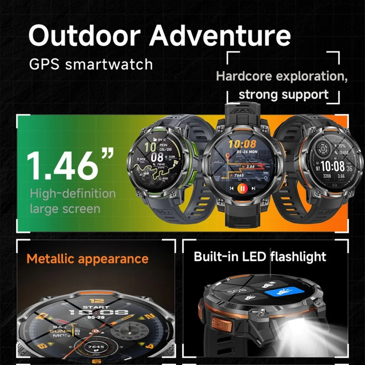 2026 New GPS Smart Watch Men: 1200mAh Large Battery AI Voice Assistant Bluetooth Calls Fast Charging Sports Mode Smartwatch