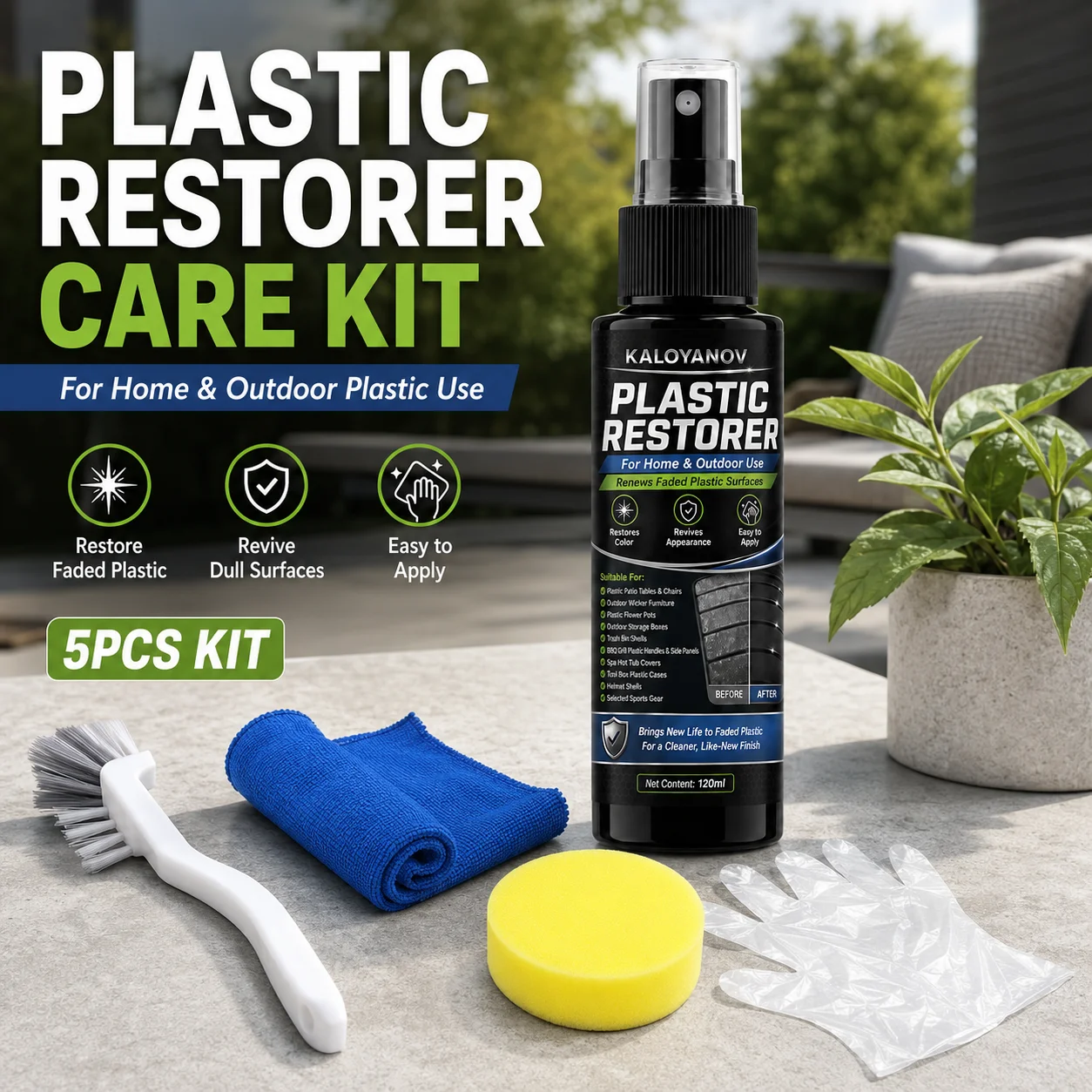 Outdoor Furniture Restoration - Plastic Restorer Spray Outdoor Color Restorer