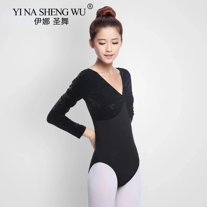 Body da danza classica per donna Body in velluto a maniche lunghe per ragazza Danza per adulti Abiti da balletto Body per pratica di ginnastica