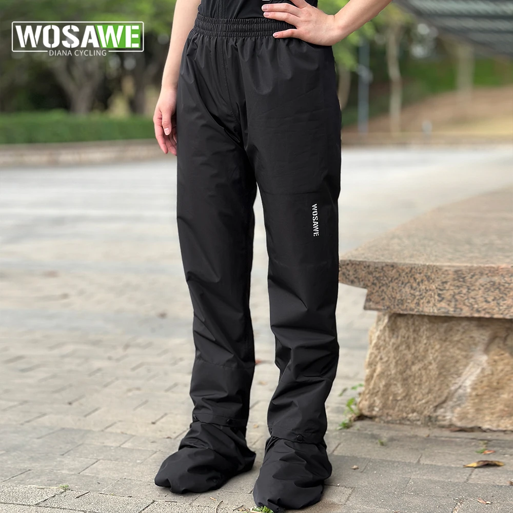 

WOSAWE Outdoor Rainproof Cycling Pants Ultra Lightweight Windproof Waterproof Fishing Hiking Pants with shoes cover