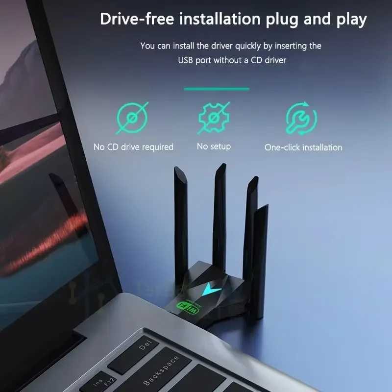 High Speed 1300Mbps Dual Band WiFi Adapter USB 3.0 Dongle with 4 Antennas for PC Laptop Desktop Stable Wireless Network