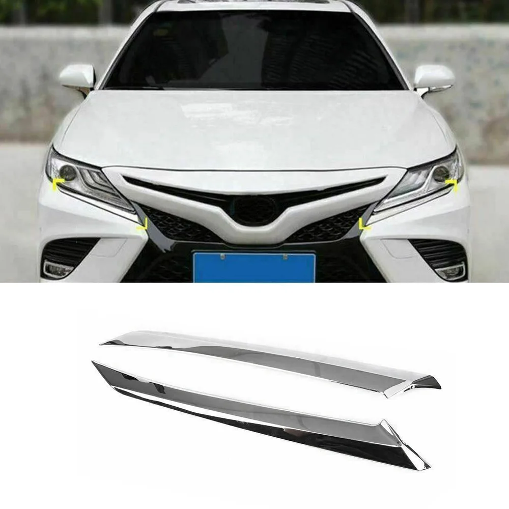 Chrome Steel Headlight Eyelid Cover Head Light Eyebrow Molding Trim for Toyota Camry SE XSE 2018-2021 Accessories