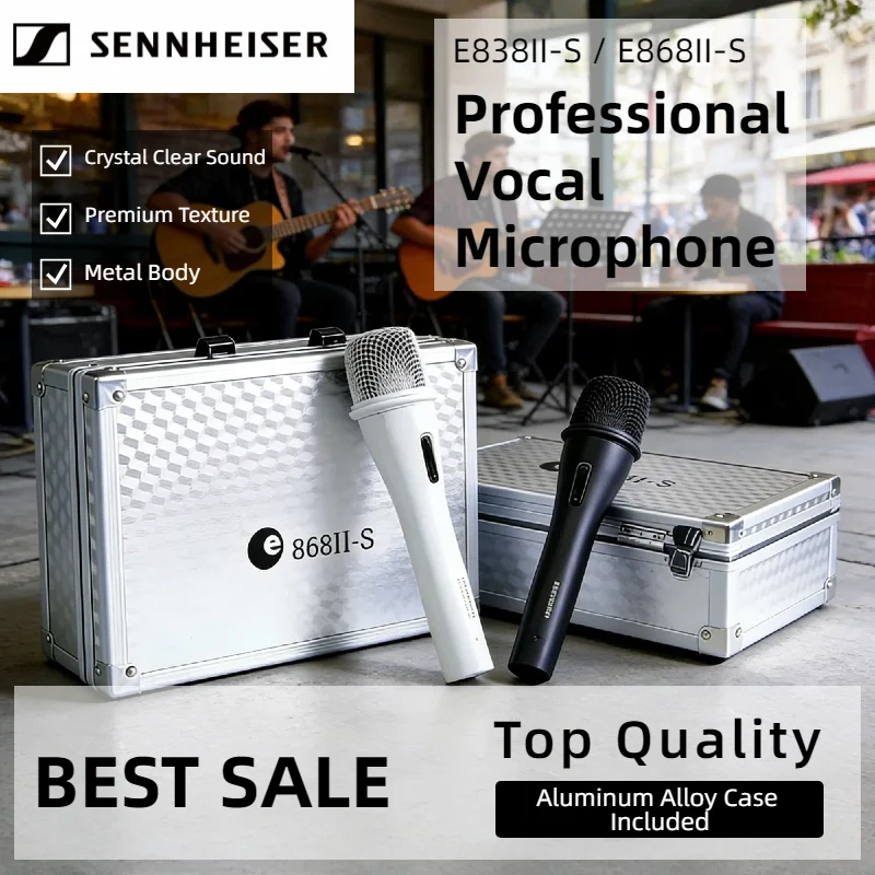 

Профессиональный динамический микрофон Sennheiser E838II-S/E868II-S, проводной, ручной, высокомощный, с магнитным креплением, для караоке, вечеринок, живых выступлений и студийной работы