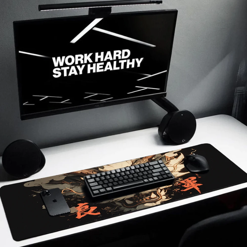 Mousepad Dragon Desktop Accessories Anime Rug Keyboard Support Mouse Pad 100x50 Extra Large Gamer Mausepad Black Deskmat Japan