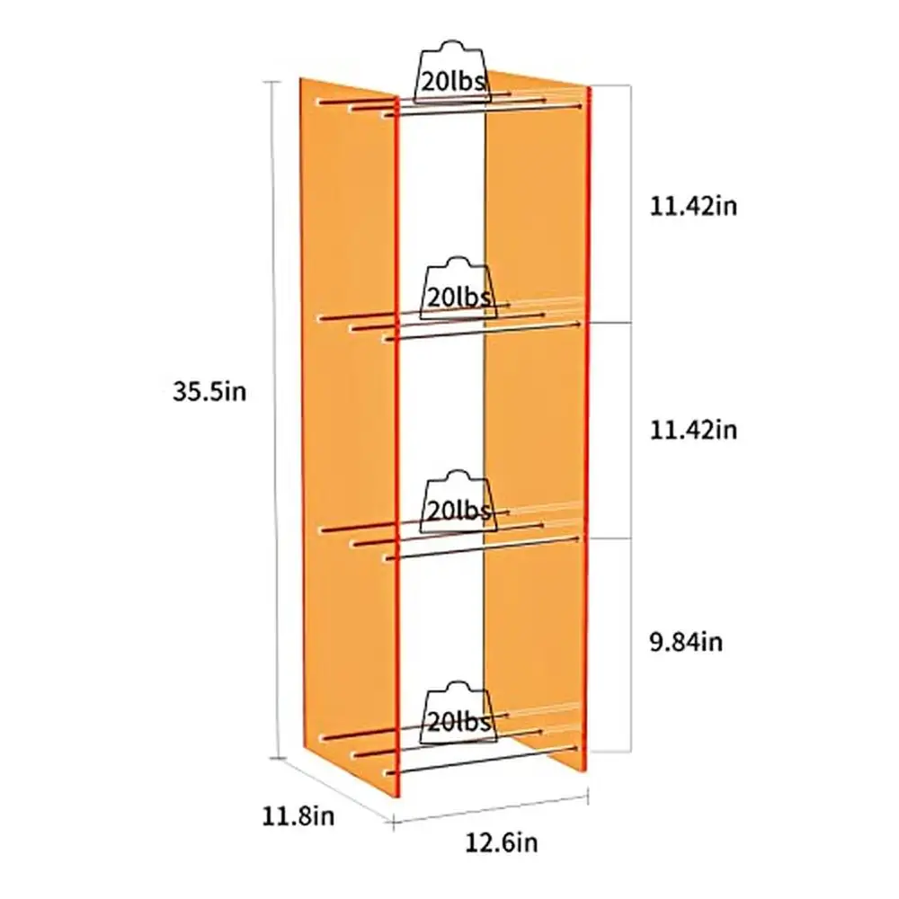 Modern Acrylic Corner Book Shelf Organizer Stainless Steel Plant Rack Display Stand Office Bedroom Living Room Storage 35.5"H