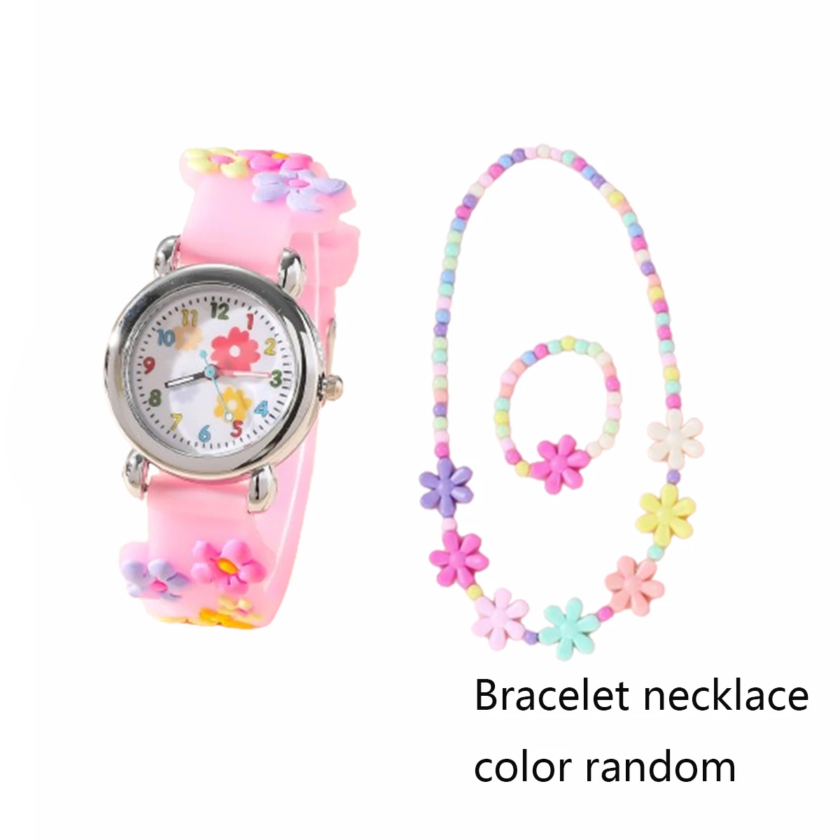 1pc/2pcs/3pcs-Cute creative flower style unicorn quartz watch for children, bracelet necklace set, girls' accessories