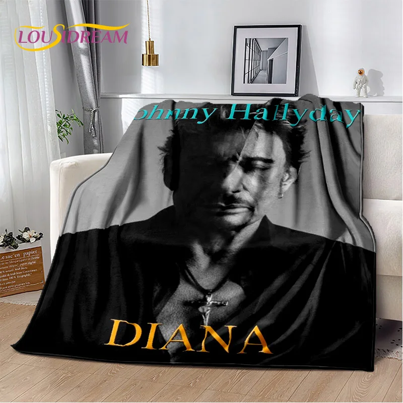 3D Printing Johnny Hallyday Rock Star Soft Flannel Blankets,Throw Blanket Comfortable Blanket for Picnic Beds Home Bedroom Cover