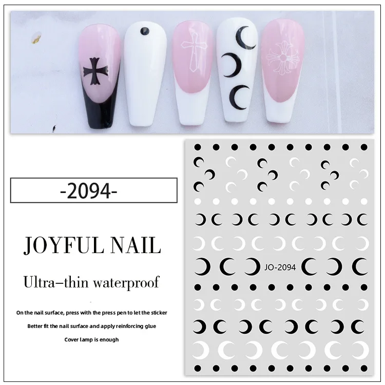 Nail Art Sticker Cross Nail  Black And White Design Decoration Sticker Foil Decal Accessories Nail Decoration