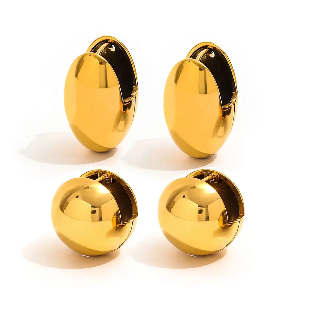 

Joolim Jewelry High Quality PVD Wholesale No Fade Fashion Vintage Classic Round Ball Huggie Stainless Steel Earring for Women