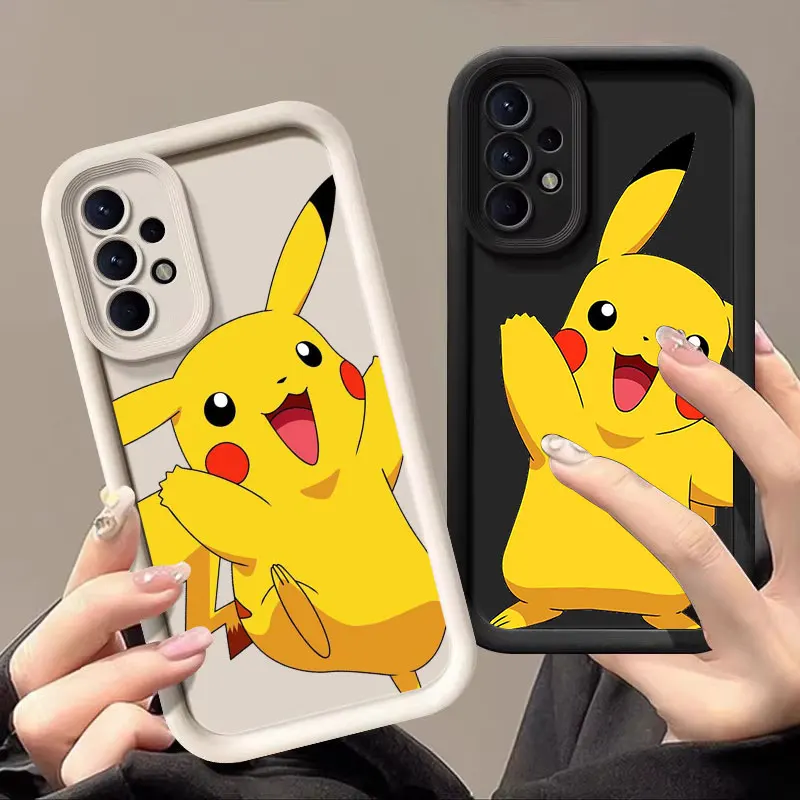 Happy Pikachus Case For Samsung Galaxy A27 A57 A56 5G A37 A36 A17 A07 A26 A16 A06 A55 A52 A14 A73 A34 Anime P-Pokedex Soft Cover