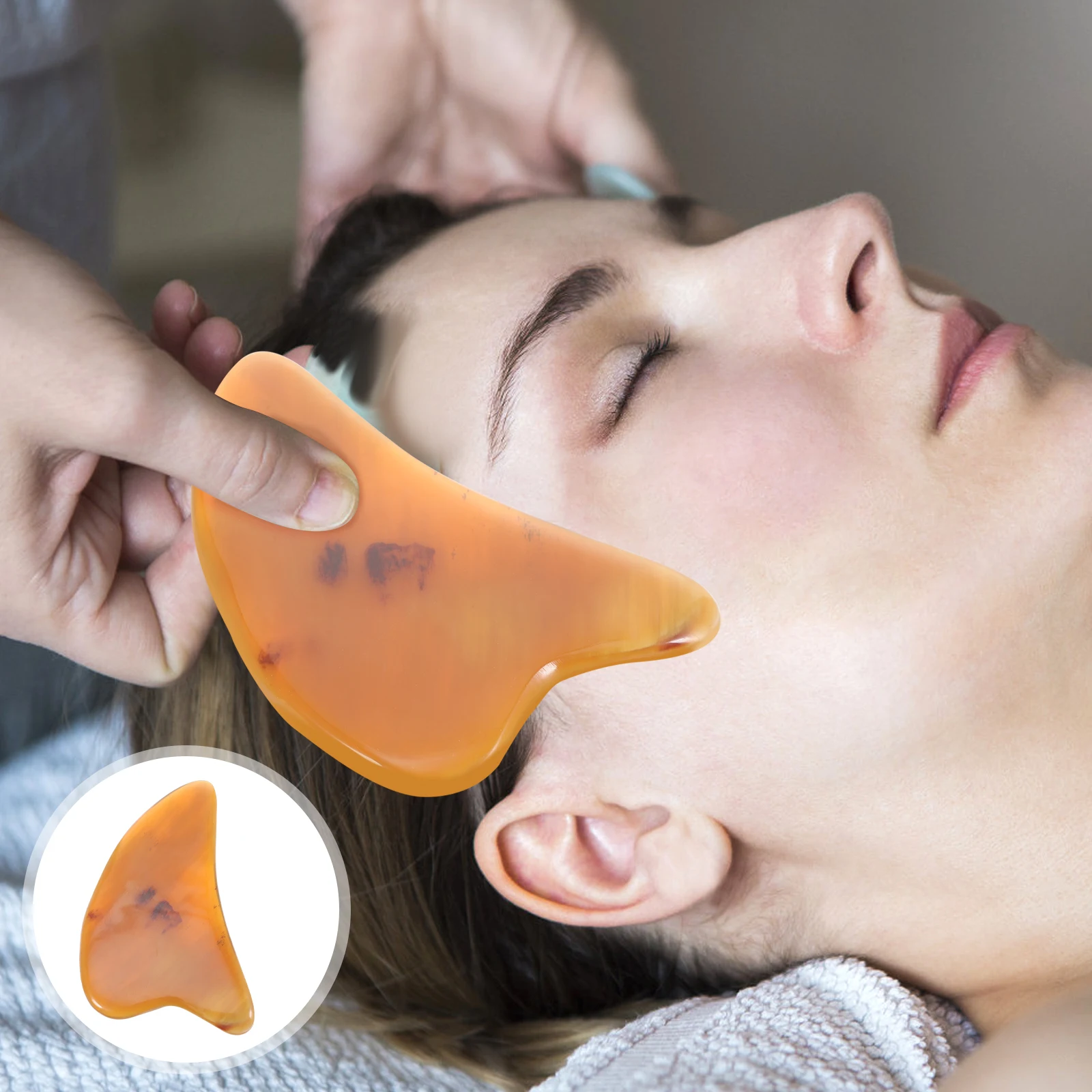 

Horn Gua Scraping Massage Tool Traditional Board Ox Beef Bone Face Shaping Massager Facial for Skin Care