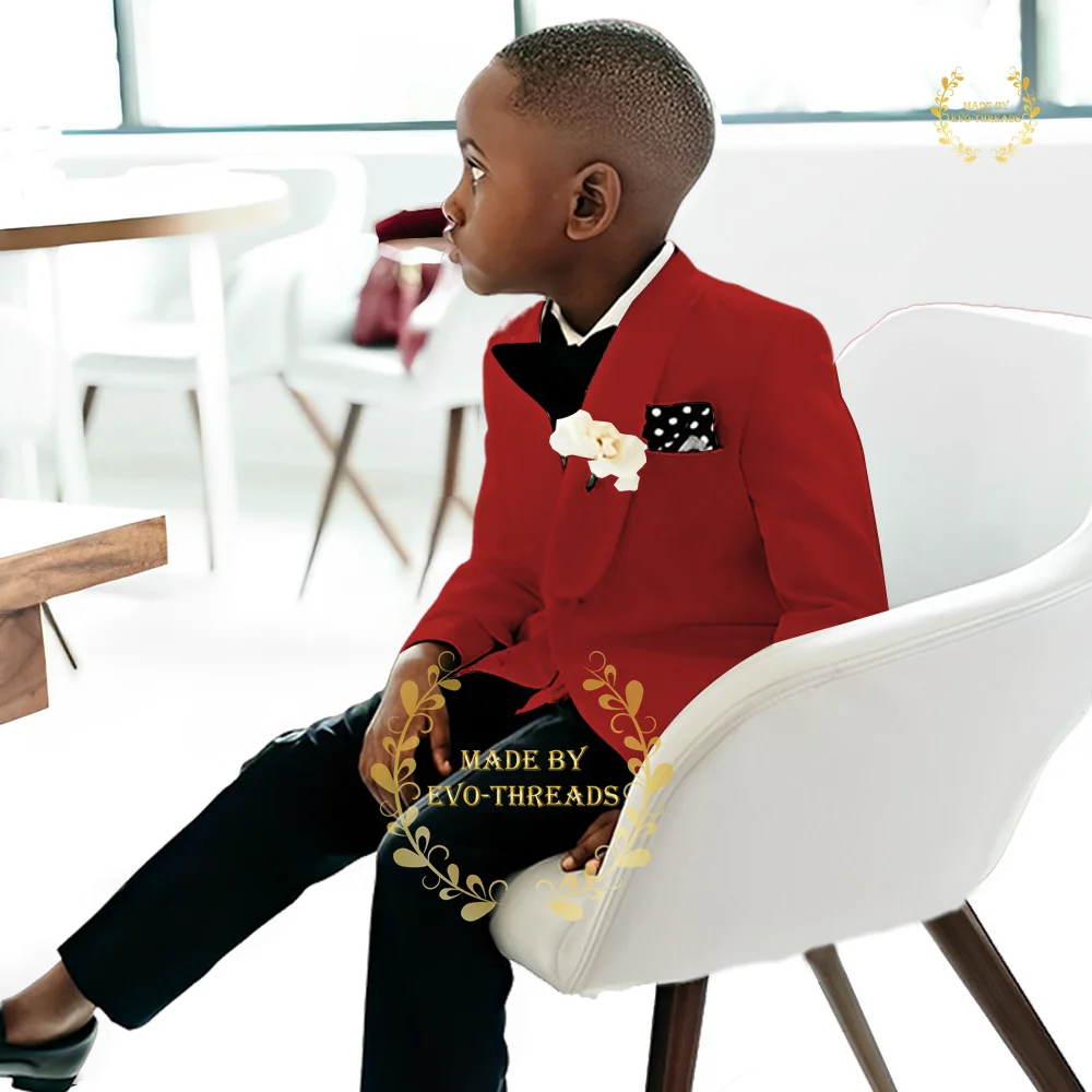 Kids' 2-piece formal set (jacket+pants) shawl lapel ivory blazer customized tailcoat for boys' wedding dance Xmas birthday party