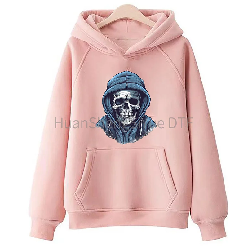 Skull Print Ironed Sticker Clothes DTF Fashion T-shirt Hoodie DIY Jacket Patch Hot Paste Paper Waterproof