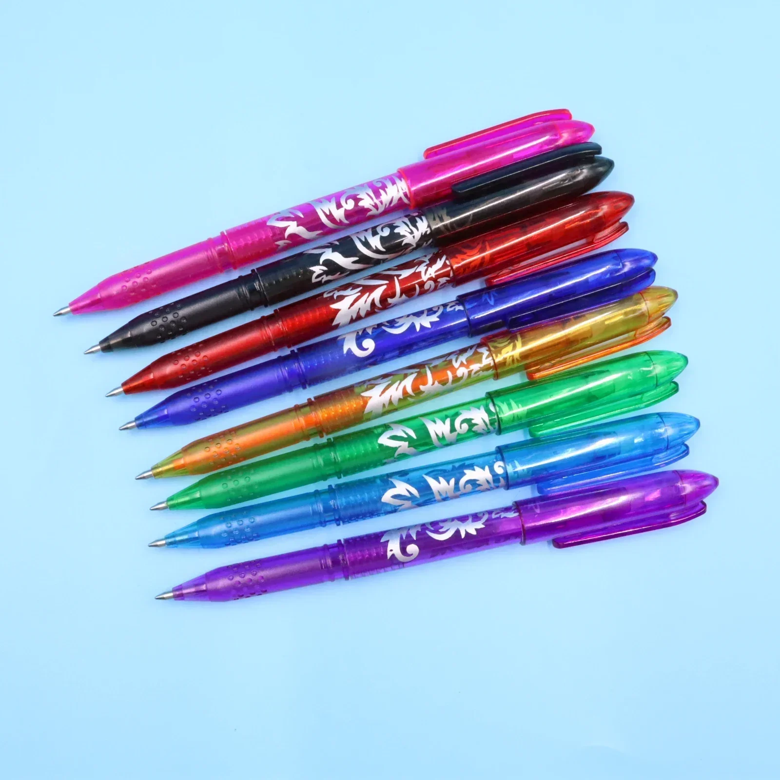 8 Stück mehrfarbige löschbare Gelstifte mit 0,5 mm Spitze, Malerei, Schreiben, Zeichnen, Schule, Schwarz, Blau, Rot, Rosa, Orange, Grün, Lila, Hellblau – Detail 2