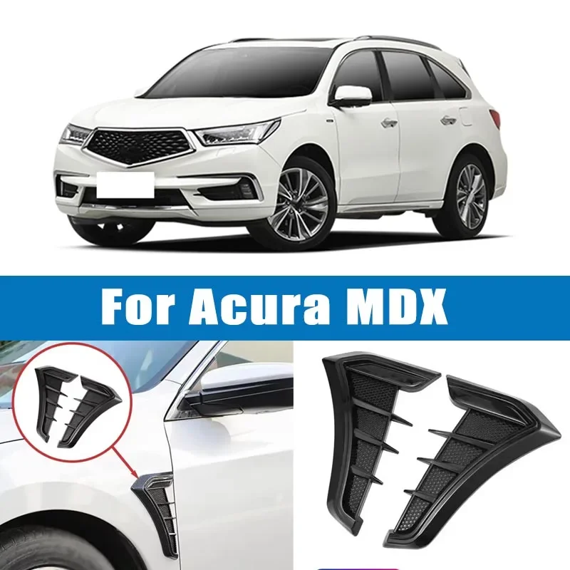 For Acura MDX Exterior Accessories 1 Pair Carbon Black Fender Side Vents Air Flow Intake Hole Grille Sticker Cover