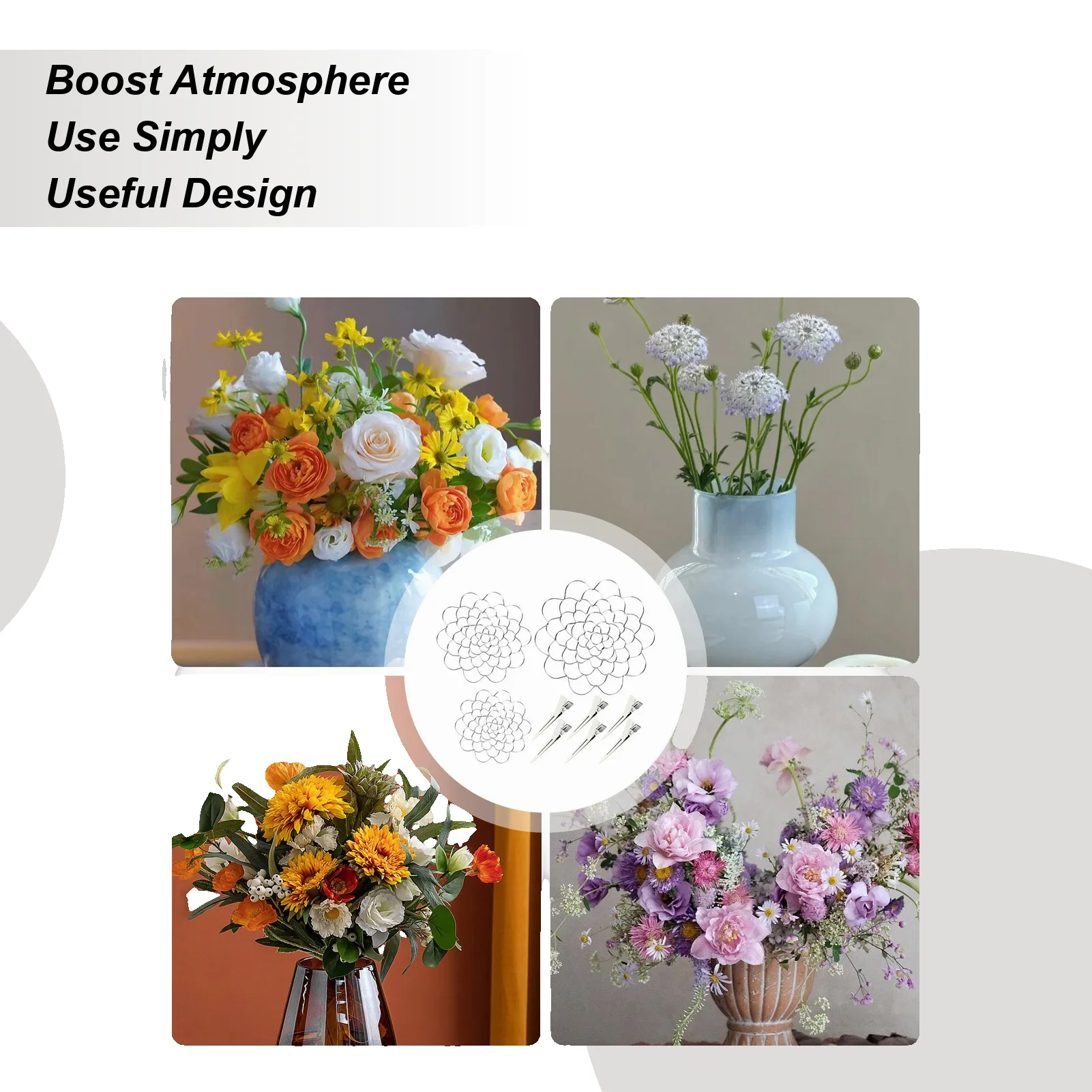 Soporte de flores para florero, soporte para tallo de ramo, herramienta de fijación de plantas para florero, mostrador de cocina, mesa de comedor, exhibición de entrada de casa