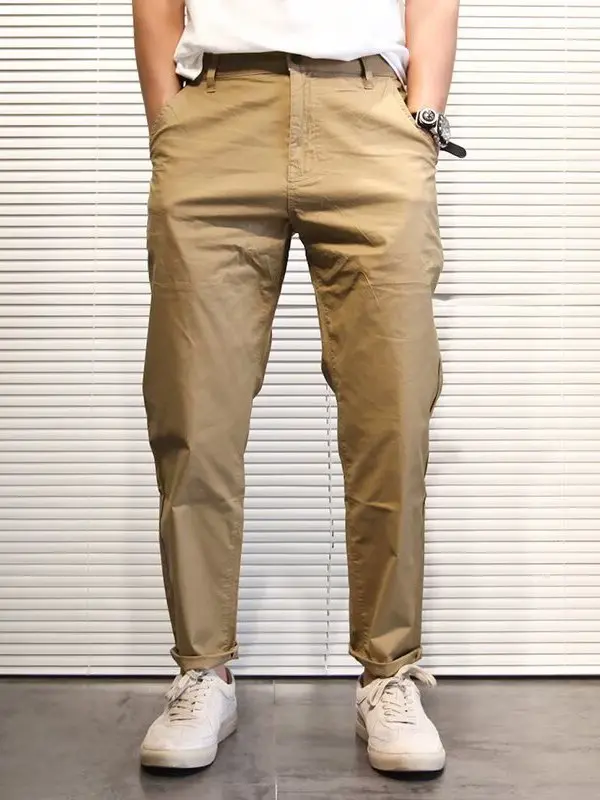 

Мужские летние брюки в стиле ретро, свободные, прямые, тонкие, эластичные, рабочие, с молнией, средней посадки