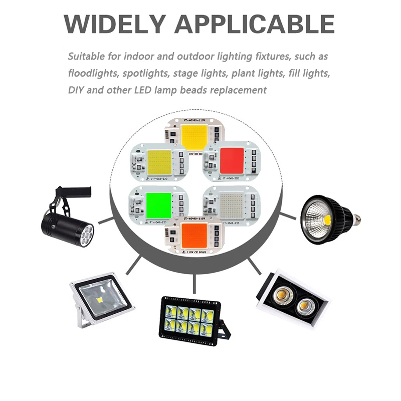 LED COB Lamp Beads 20W 30W 50W High Voltage Driver-Free AC 110V 220V Anti-Surge Full Spectrum Chip For Plant Growth Flood Light