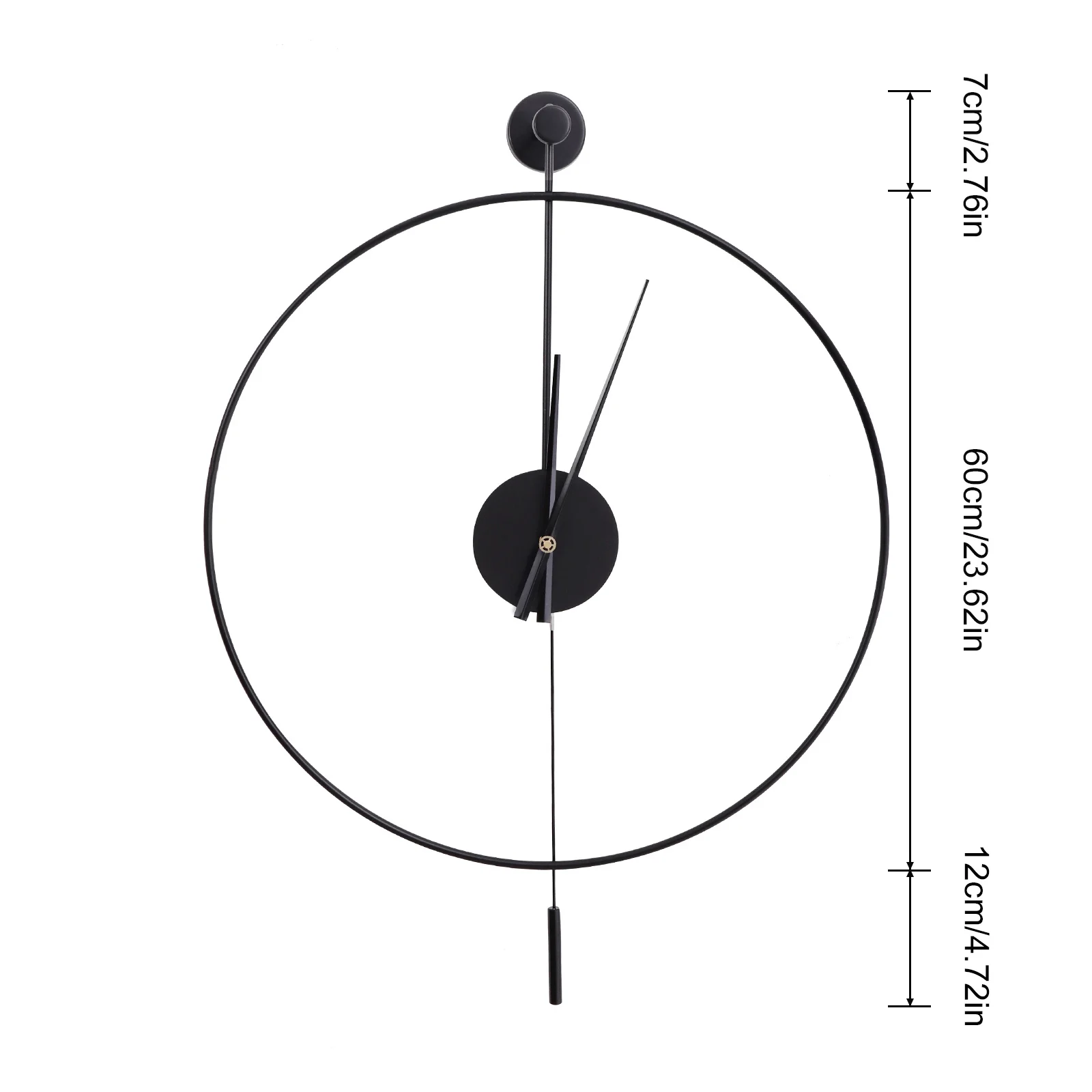 Wall Clock  Large Decorative Non-Ticking Silent Wall Clocks Modern Style Clock with Pendulum Swinging Wall Clock Black