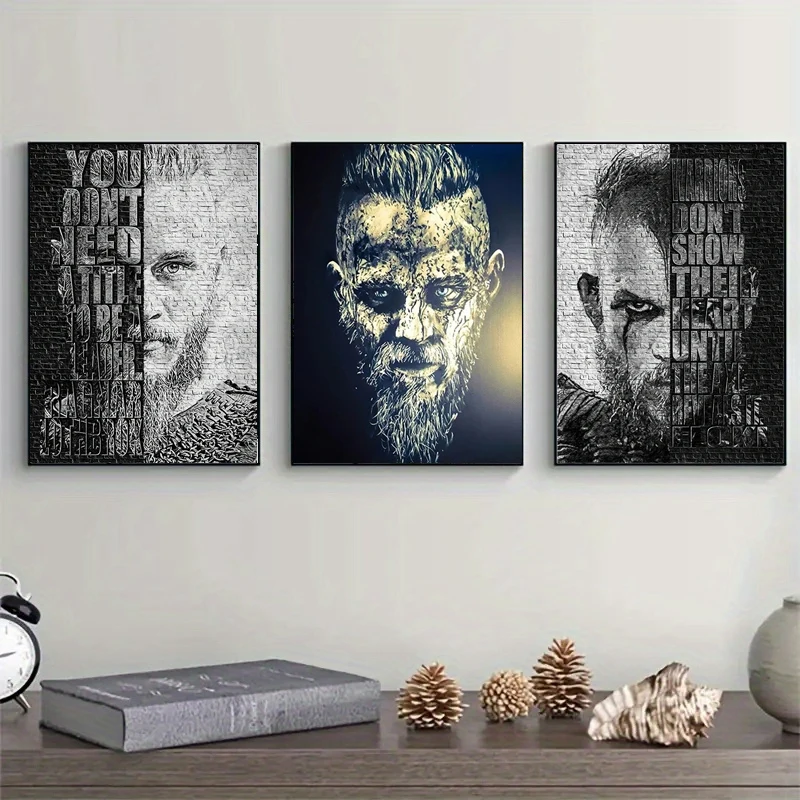 Viking King Ragnar Lothbrok Canvas Painting Inspirational slogans Poster Prints Sofa Wall Art Picture For Modern Home Decor gift