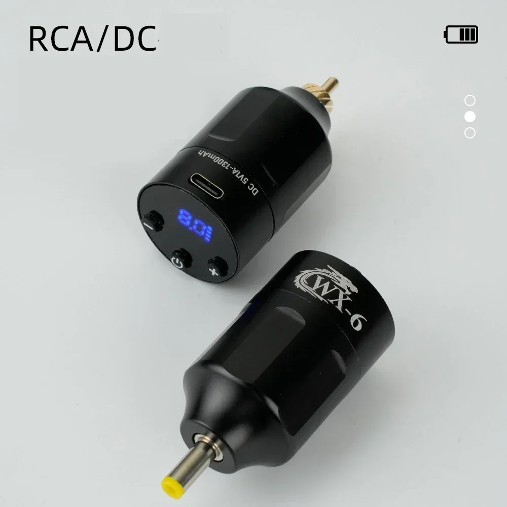RCA/DC Interface Wireless Tattoo Power Supply Fast Charging 1300mAh WX-6 Portable Mini Battery Tattoo Pen Machine Accessories