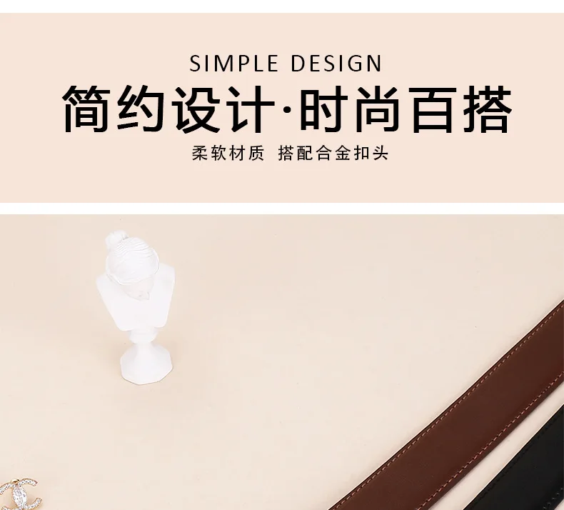 Neuer Stilvoller Glatter Schnallen-Ledergürtel für Damen, Koreanischer Stil Eleganter Vielseitiger Trendiger Premium-Rindsleder-Hosengürtel – Detail 1
