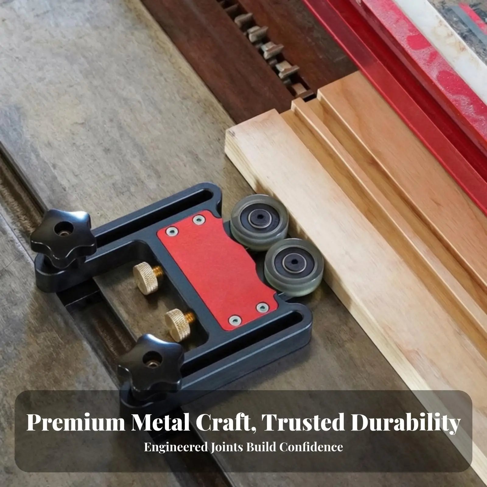 Woodworking Clamp Roller Guide Tool Aluminum Alloy Push Block for Router Table Fence Precision Cutting Aid