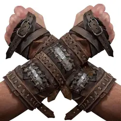 Arm Guards Cosplay Leather Gauntlet Steampunk Vambrace Arm Cuff Wristband Arm Bracers Halloween Cosplay Costume Accessory