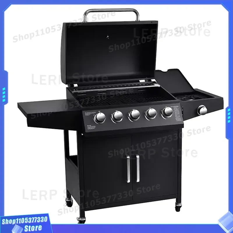 5 Burner Stainless Steel Propane Gas Grill with Side Burner for Outdoor Cooking BBQ Party Gathering Heavy Duty Head Unit