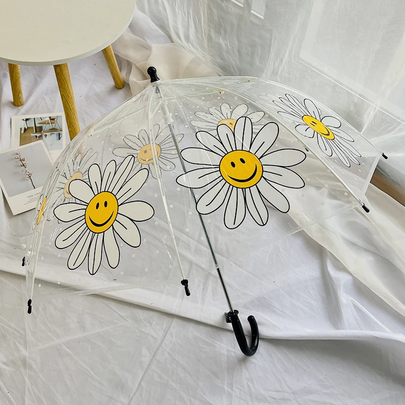 

Прозрачный детский зонт с длинной ручкой, милый прямой зонт из мультфильма, непромокаемый железный зонт из полиэфирного волокна для St...