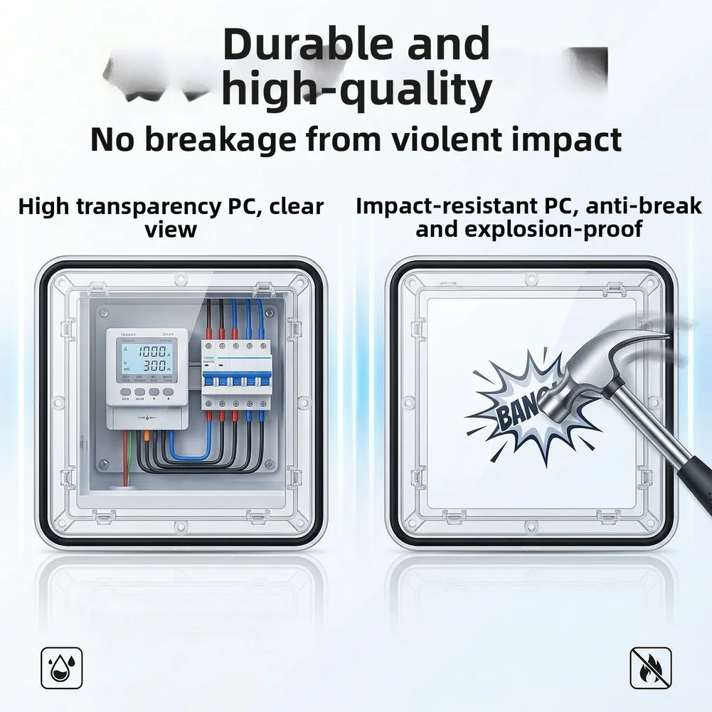 Clear Polycarbonate Observation Window 11.8x11.8cm for Electric Meters Shatterproof Waterproof Flame Retardant Snap Fit