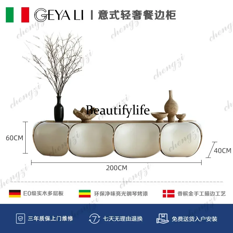 MM02 Italian light luxury solid wood TV cabinet high-end living room storage low cabinet cream wind storage cabinet view 5