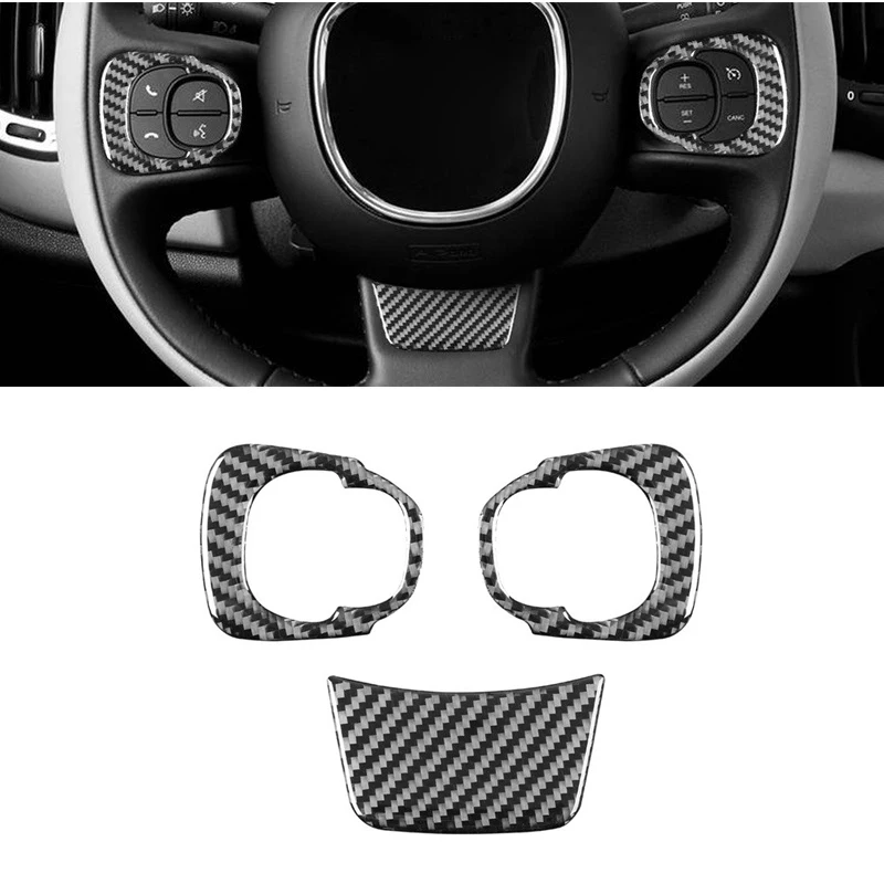 

Suitable for Fiat 14-17 500L carbon fiber interior modification steering wheel decorative stickers