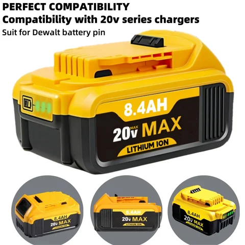 1/2-Pack 8.4Ah Replacement for DeWalt 20V Battery Pin Compatible with DCD/DCF/DCG Series Battery Pack for DCB203/204/205/206/207