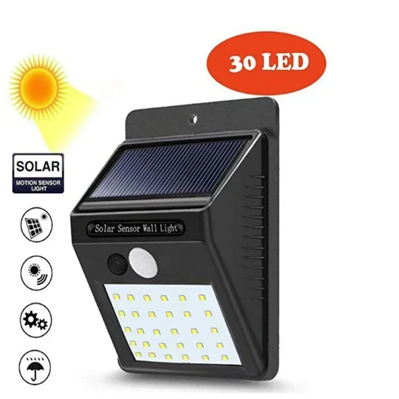 30LED 50W Solar Light Outdoor Wall Lights Body Sensor Auto-Open Street lights Outdoor IP55 Waterproof Emergency lighting