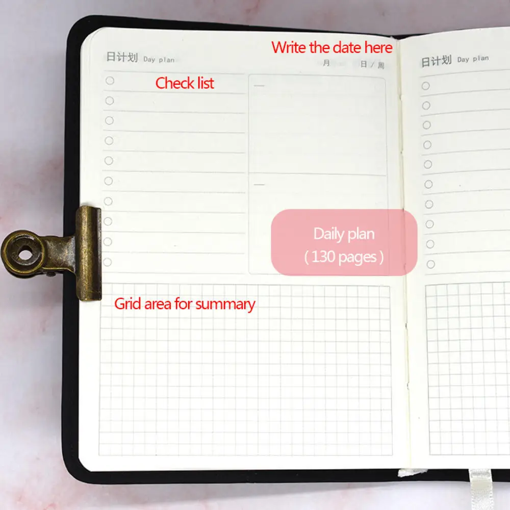 A6 Thick Journal Notebook Daily Weekly And Monthly Planner 2024 365 Days Calendar Agenda Goal Habit Tracker Office School Supply